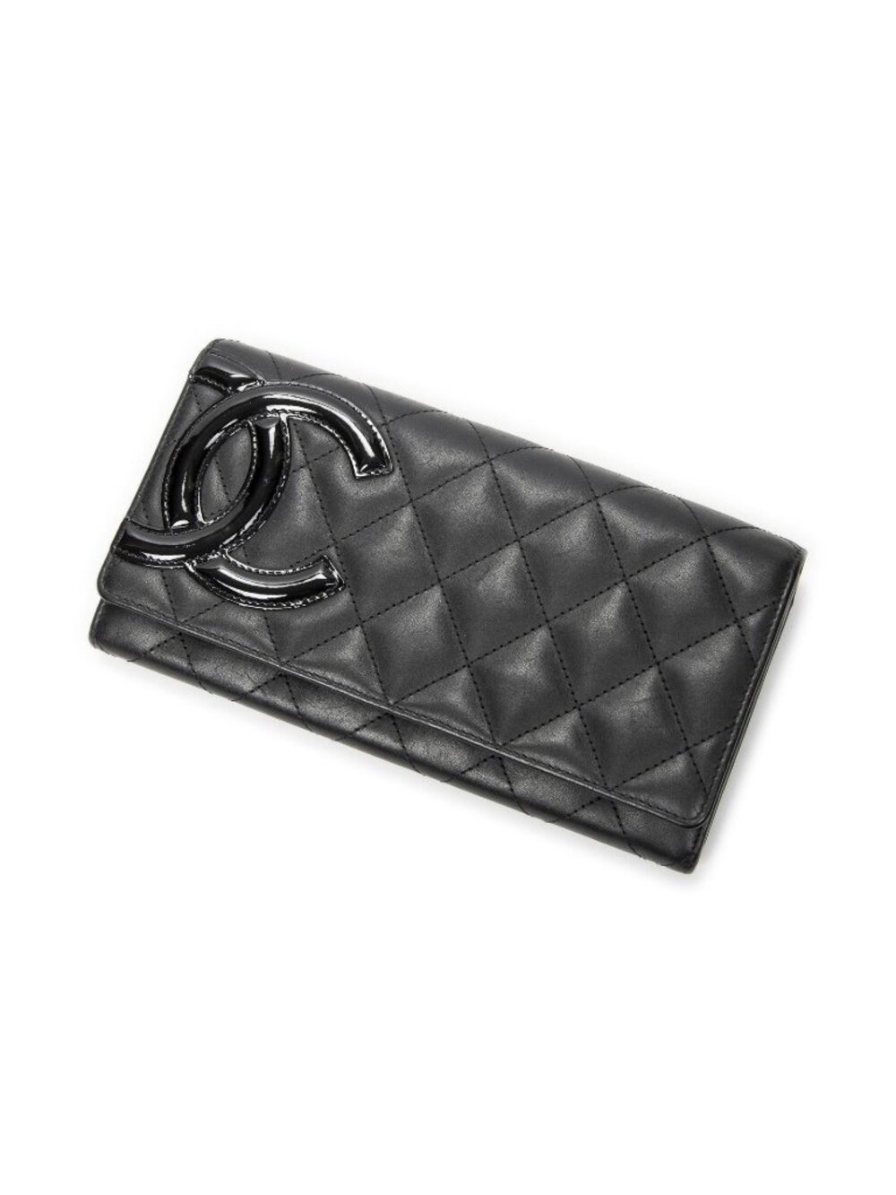 Chanel Cambon Ligne Continental Wallet Black Quilted Lambskin Leather